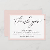 結婚ありがとう可愛い黒エレガント赤面ピンク サンキューカード (正面/裏面)