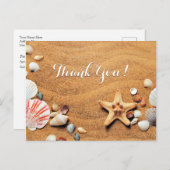結婚ありがとう、あなたのメッセージ砂&海のシェル ポストカード (正面/裏面)
