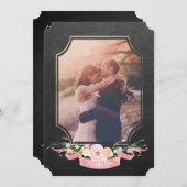 結婚ありがとうChalkboardフローラ サンキューカード (正面/裏面)