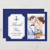結婚いかりブルー航海のフォトカード サンキューカード (正面/裏面)