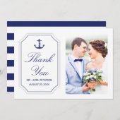 結婚いかり白いフォトカ航海のード サンキューカード (正面/裏面)