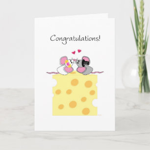結婚おめでとうかわいい新郎新婦ネズミ カード