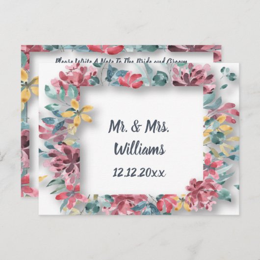 結婚おめでとうアドバイスエレガント花 ポストカード (正面/裏面)