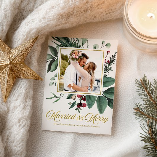 結婚おめでとうクリスマスフォト ポストカード