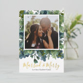 結婚おめでとうクリスマス フォリアージュ 写真 箔シーズンカード (立ち正面)
