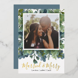 結婚おめでとうクリスマス フォリアージュ 写真 箔シーズンカード
