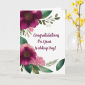 結婚おめでとうシンプルマルーン花 カード (黄色い花)