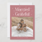 結婚おめでとうフォト ピンク サンキューカード (正面)
