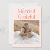 結婚おめでとうフォト Peach サンキューカード (正面)