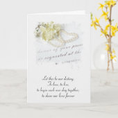 結婚おめでとう真珠ハート カード (黄色い花)