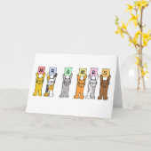 結婚おめでとう　かわいい猫ちゃん カード (黄色い花)