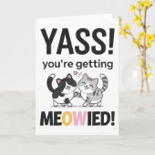 結婚おめでとう にゃんと申します 猫のウェディング カード (黄色い花)