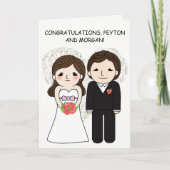 結婚おめでとう　アニメの花嫁と花婿 カード (正面)