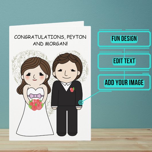 結婚おめでとう　アニメの花嫁と花婿 カード