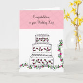 結婚おめでとう ウェディングケーキ カード (黄色い花)