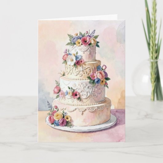結婚おめでとう ウェディングケーキ カード (正面)