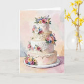 結婚おめでとう ウェディングケーキ カード (黄色い花)