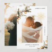 結婚おめでとう ゴールドスノーフレーク クリスマス 2枚 写真入り (正面/裏面)