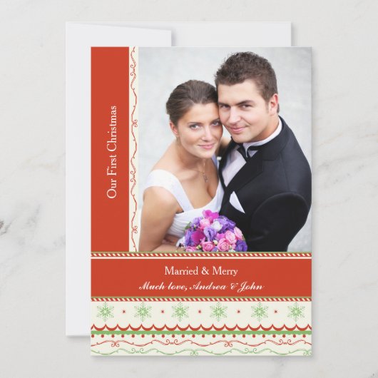 結婚おめでとう! フォトクリスマスカード シーズンカード (正面)