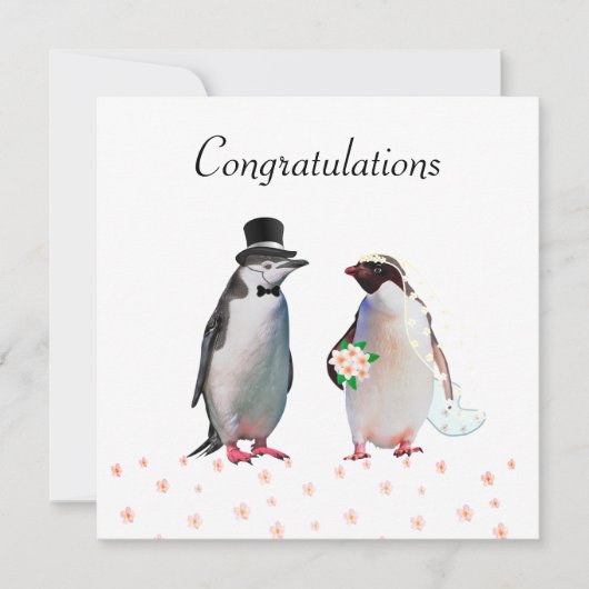 結婚おめでとう ペンギンのカップル (正面)