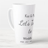結婚おめでとう 名前 日付 シンプル ウェディング カップル カフェラテマグ (左アングル)
