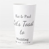 結婚おめでとう 名前 日付 シンプル ウェディング カップル カフェラテマグ (正面)