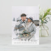 結婚おめでとう！ 新婚夫婦のホリデー写真カード シーズンカード (スタンド正面)