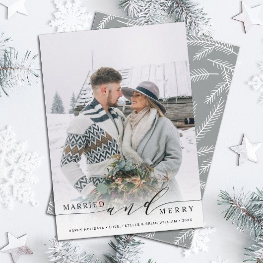 結婚おめでとう！ 新婚夫婦のホリデー写真カード シーズンカード