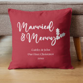 結婚おめでとう!最初のクリスマス 新婚赤 クッション