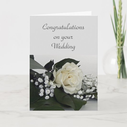 結婚おめでとう 白いバラ カード (正面)