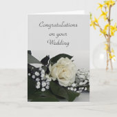 結婚おめでとう 白いバラ カード (黄色い花)