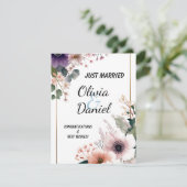 🌸 結婚おめでとう - 花の優雅なグリーティングカード 💌 出欠カード (スタンド正面)