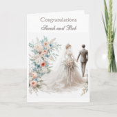 結婚おめでとう 花嫁と花婿 カード (正面)