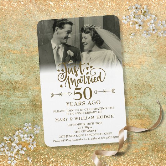 結婚おめでとう 50周年記念の結婚写真 マグネット