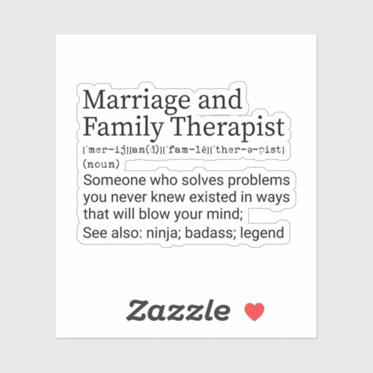 結婚おもしろいと家族のセラピストの定義 シール (シート)