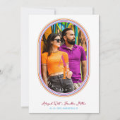 結婚おもしろいモダンの数々の卵形ミニマリスト セーブザデート (正面)