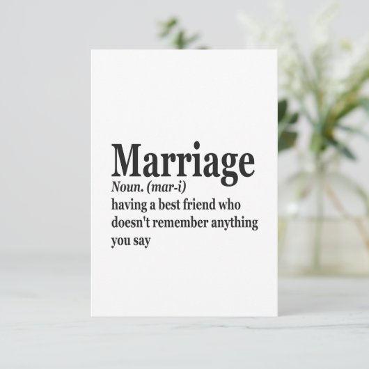 結婚おもしろい定義カップル夫婦ギフト サンキューカード (スタンド正面)