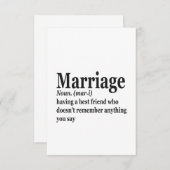 結婚おもしろい定義カップル夫婦ギフト サンキューカード (正面/裏面)