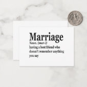結婚おもしろい定義カップル夫婦ギフト ノートカード (正面/裏面インサイチュ)