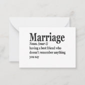 結婚おもしろい定義カップル夫婦ギフト ノートカード (正面)