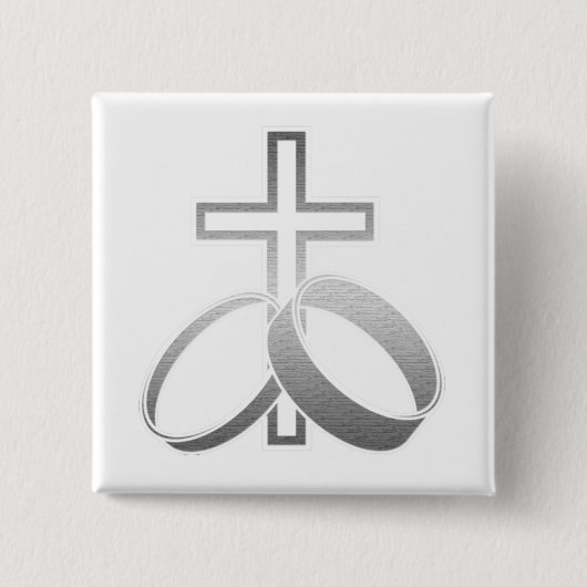 結婚およびAnniversarysのための結婚指輪及び十字 缶バッジ (正面)