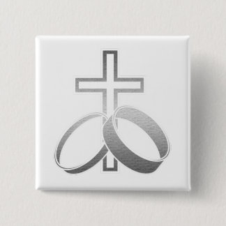 結婚およびAnniversarysのための結婚指輪及び十字 缶バッジ