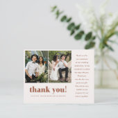 結婚お洒落Thanks Thank You Terracotta Two Photo ポストカード (スタンド正面)