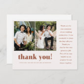 結婚お洒落Thanks Thank You Terracotta Two Photo ポストカード (正面/裏面)