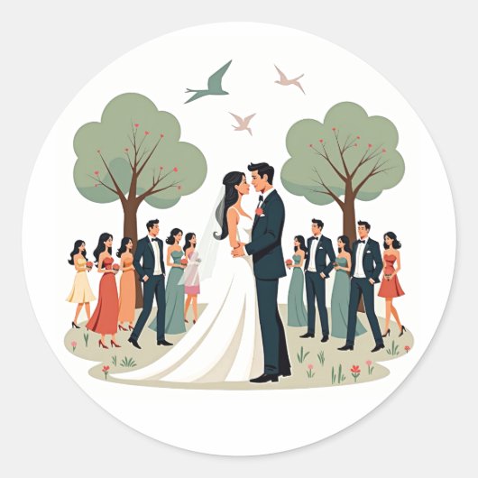 結婚お祝いステッカー ラウンドシール (正面)