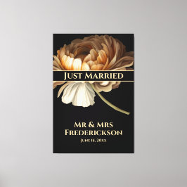 結婚お祝い絵を描花たった今結婚しました キャンバスプリント