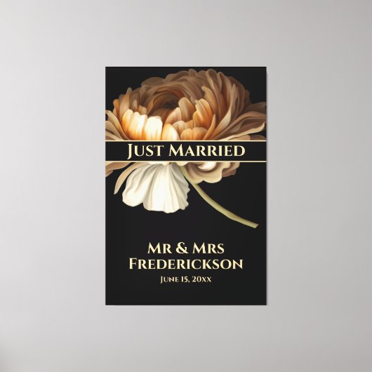 結婚お祝い絵を描花たった今結婚しました キャンバスプリント (正面)