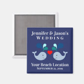 結婚かわいいクジラの熱帯ビーチ先 マグネット (正面/裏面)