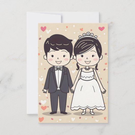 結婚かわいい夫婦 招待状 (正面)