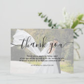 結婚さんのカスタム写真パーソナライズされたVellum サンキューカード (スタンド正面)